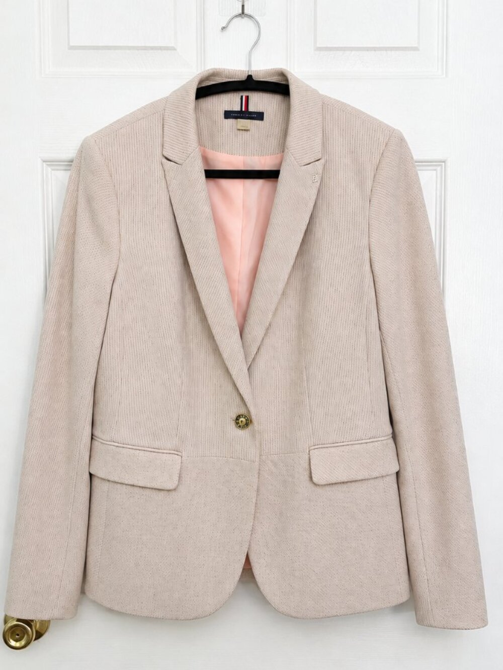 Tommy Hilfiger Pink/ Blush Textured Power Blazer Size 12